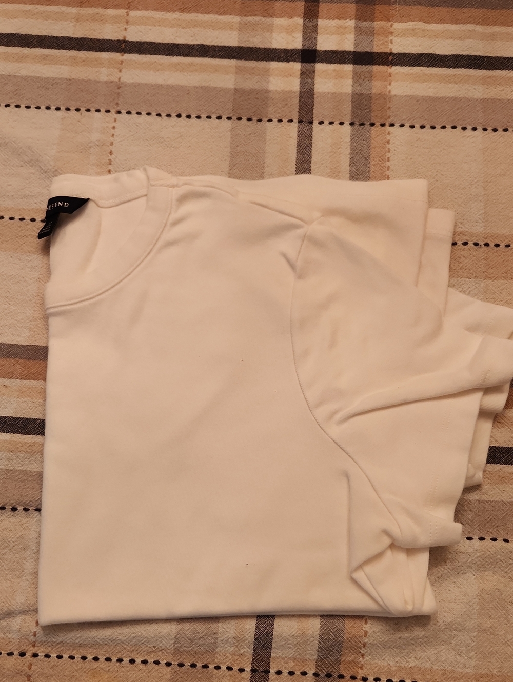 Womens Lands' End Short-Sleeve Tee in Off-White Large Petit